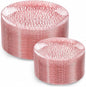 Rubtlamp 100 Pcs Clear Pink Plastic Plates, Hammered Plastic Pink Plates Set by Rubtlamp