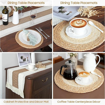 Placemats Set of 6, Natural Round Placemats - Image 3