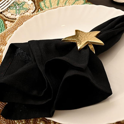 ALPHA Living HOME Napkin Rings Set of 12, Star Napkin Holders, Rustic Napkin Rings, Premium Metal Napkin Ring Bulk for Party Decoration, Dinning Table, Everyday, Family Gatherings (Gold)