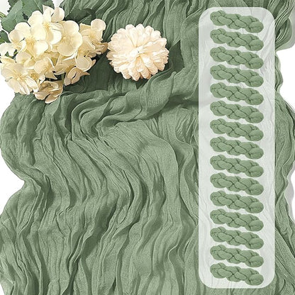 15 Pack Sage Green Cheesecloth Table Runner 17 x 108 inch Cheese Cloth Table by Yorcari