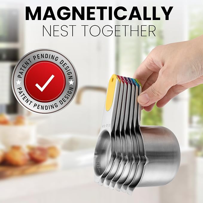 Spring Chef Magnetic Stainless Steel Measuring Cups Set of 7, Dishwasher Safe - Image 4