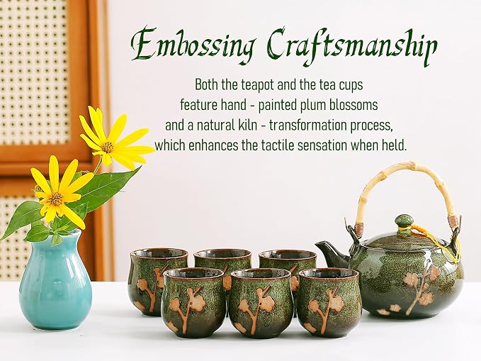 Traditional Japanese tea set, Kiln altered glaze Porcelain tea set - Image 2