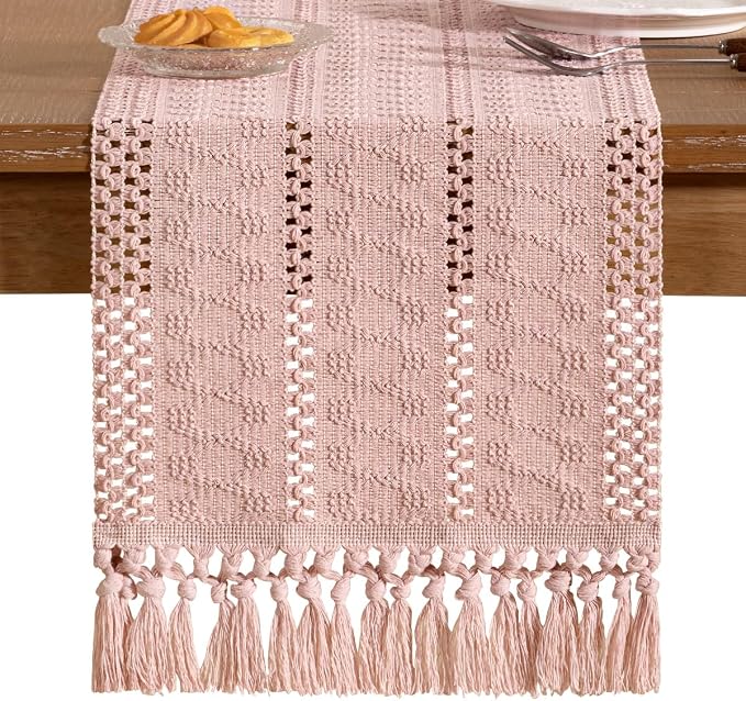 Boho Table Runner Summer Farmhouse Rustic Dining Dresser Scarf Home Decor | - Image 3