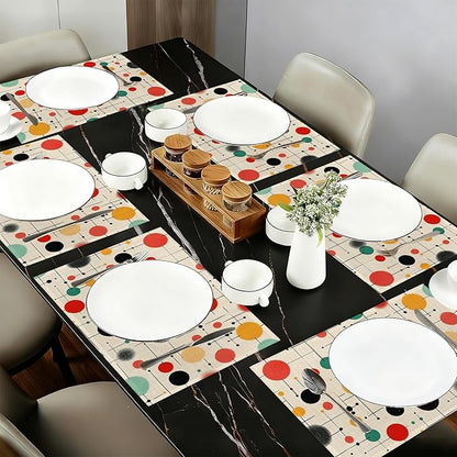 Mid Century Table Placemats Set of 6,Non-Slip Vintage Fabric Placemats for Dining Room Kitchen Party Holiday, Indoor Cloth Table Mats for Home Decor 11.8x17.7 Inch