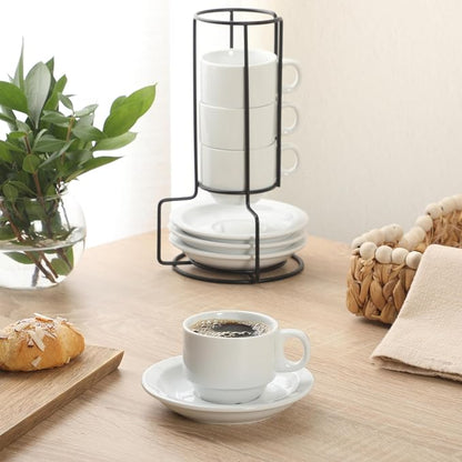 Gibson Home Gracious Dining 3-Ounce Espresso Cups Set of 4, Small Stackable - Image 4