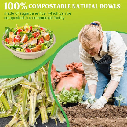 greensight 32oz Large Paper Bowls, 120 Pack Compostable Disposable | - Image 3