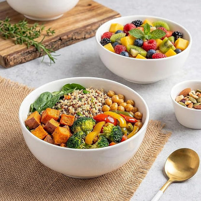 2 Pack Porcelain Soup Bowls, 27 Oz Large Deep White Ceramic Bowls - Image 5