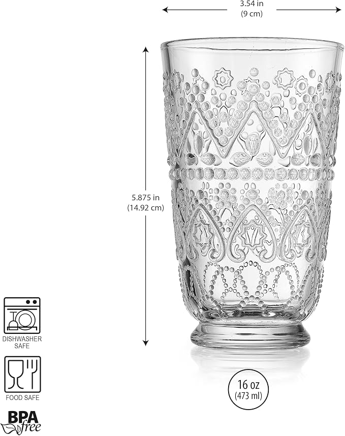 Set of 4 Vintage Beaded Highball Glasses - Image 4