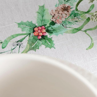 Maison d' Hermine Table Cloth Rectangle Table 100% Cotton 70 x 90 Inches Fall Tablecloth Reusable Everyday Use for Thanksgiving Christmas Decorations Dining Farmhouse Party (Christmas Tradition)