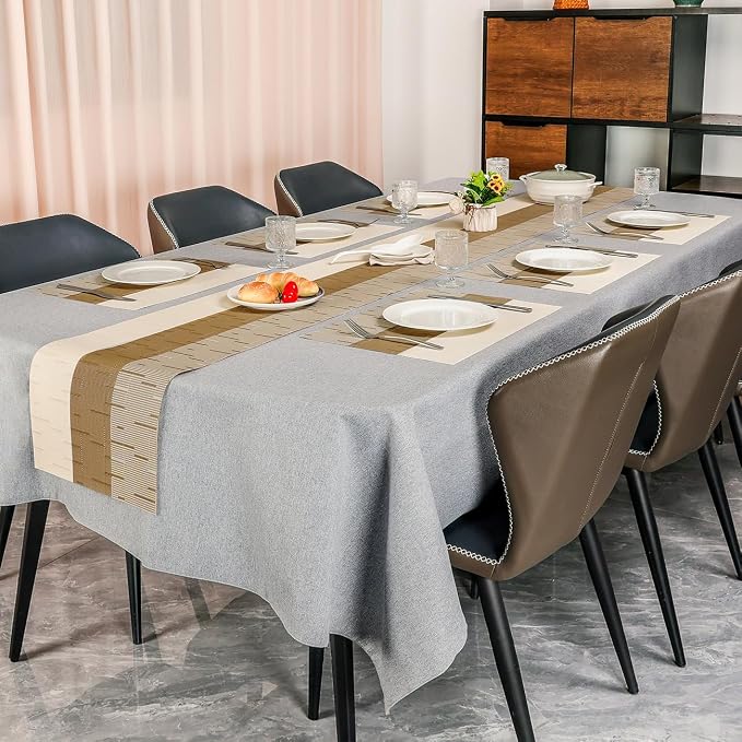 Table Runner 53 Inches Long, Vinyl Woven Farmhouse Table Runners | Washable - Image 6