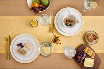 Solino Home 100% Pure Linen Table Runner Mustard Long, Athena 14 x 90 in | - Image 3