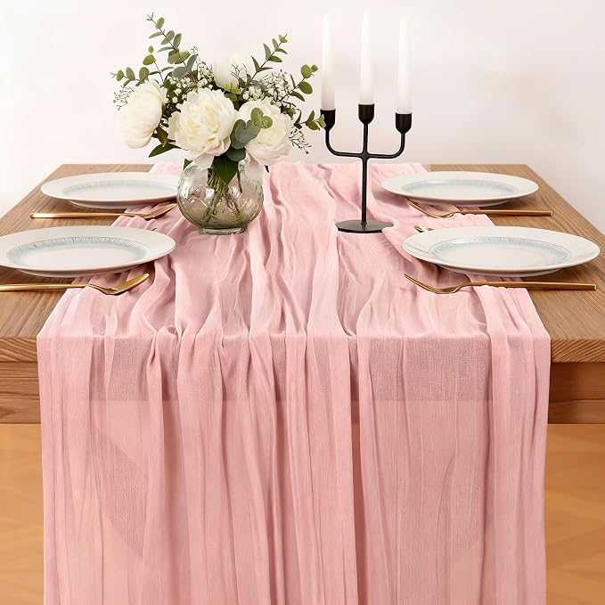 Cheesecloth Table Runner, 120 Inch 10 FT, Dusty Pink | 1 Pack, 35x120 Inches - Image 2