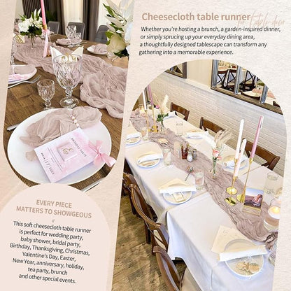 18 Pack Cheesecloth Table Runner 10FT Rosy Brown Table Runner Boho Gauze Cheese - Image 8