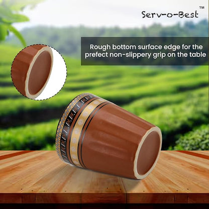 Servo Best Handmade Ceramic Kulhad Tea Cups Set of 6, Glazed Kulhar Cups - Image 5
