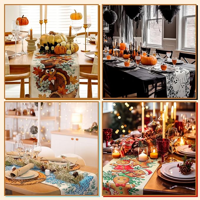 Honeydak 12 Pcs Holiday Table Runner Seasonal Farmhouse Table Decor 13 x 72 - Image 4