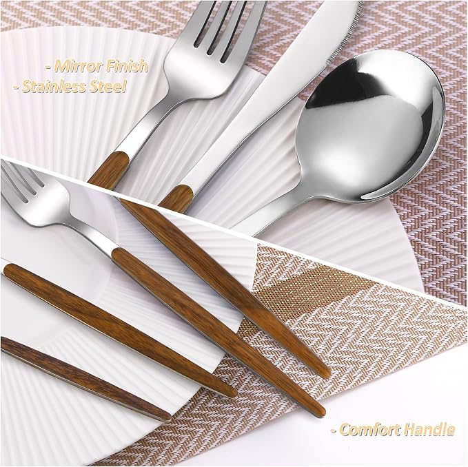 20-Piece Silverware Set with Cake Fork, Stainless Steel Flatware Cutlery Set - Image 4
