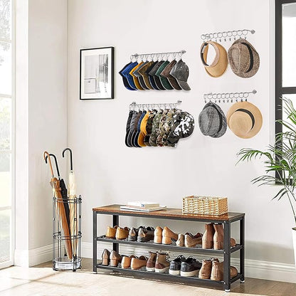 Hat Rack Wall Cap Organizer - Baseball Hat Racks Display Holder with 40 Hooks - Modern Metal Black Hats Storage Wall Mounted Caps Hanger Set of 4 for Closet Door Bedroom Entryway Laundry(Grey)