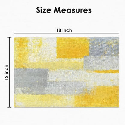 Emvency Farmhouse Placemats Set of 4, 12x18 Inch Modern Grey White and Yellow Art Painting Table Mats for Outdoor Home Party Kitchen Dining Decoration