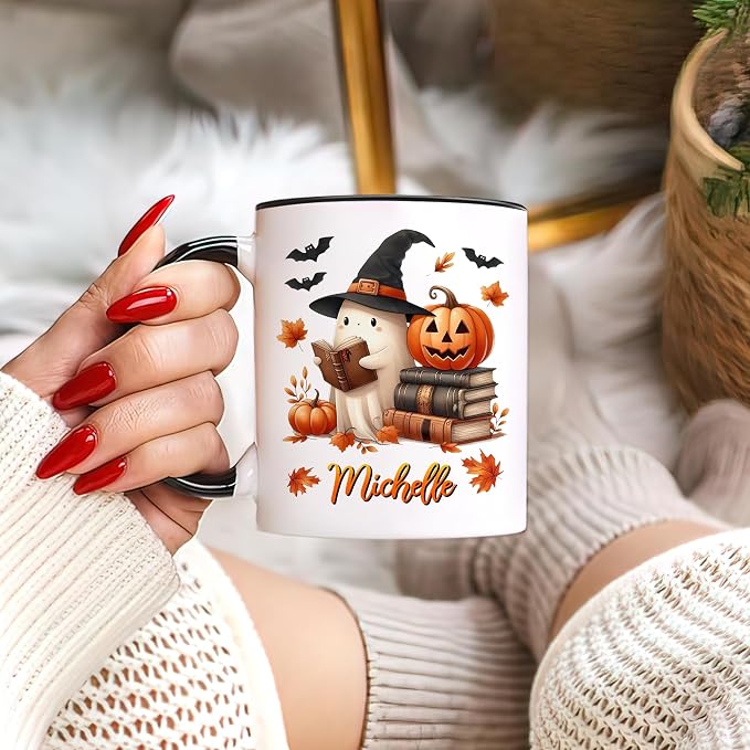 Hyturtle Personalized Cute Ghost Read Book Mug - Image 5
