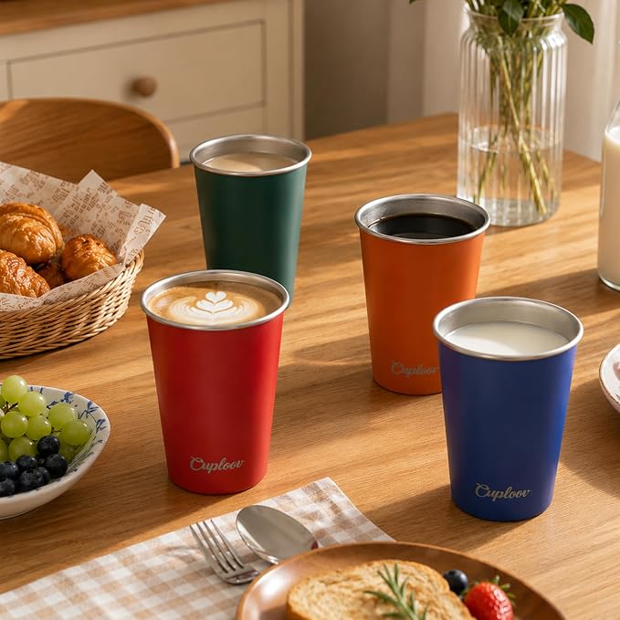 16 oz Stainless Steel Cups, Metal Drinking Glasses - Image 2