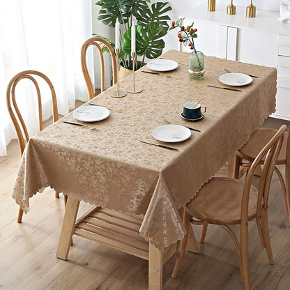 Smiry Rectangle Table Cloth, Waterproof Heavy Duty Vinyl Tablecloths, Wipeable Washable Table Cover for Kitchen and Dining Room (Brown, 70" X 90")