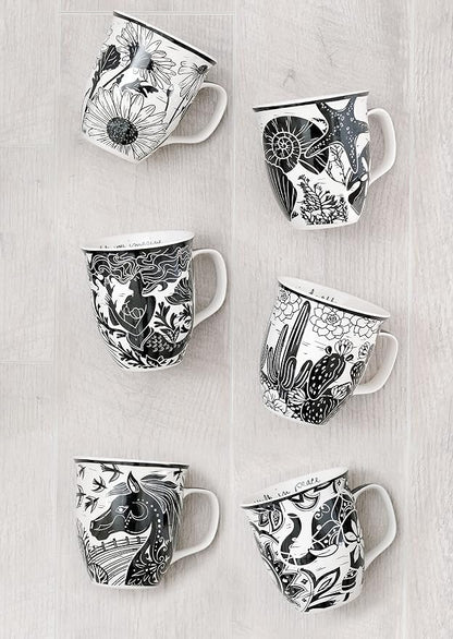 Karma Gifts 14 oz Black and White Boho Mug Sugar Skull - Image 3