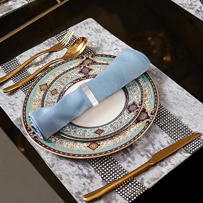 6PCS Silver Semicircle Napkin Rings, Metal Napkin Ring Holders Buckles - Image 3