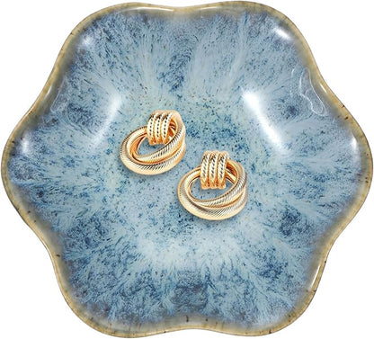 uxcell 1Pcs Ceramics Jewelry Plate, Lotus Leaf Shape Key Holder Bowl for Entryway Table Decor Small Ring Tray Dish Gift for Women Girlfriend, Cold Ash