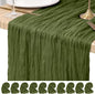 Pesonlook Cheesecloth Table Runner Olive Green, 10 Pack 17.7x108 inch, Long | by Pesonlook