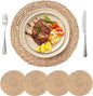 13.8'' Round Woven Placemats Set of 4, Boho Wicker Chargers, Terrekraft | by TerrekraftMakeLuxuryTraysAffordable