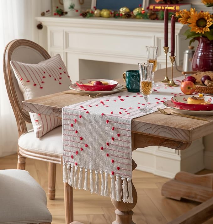 Christmas Table Runner 13 x 108 Inch Long Natural Cotton Woven Runner - Image 3