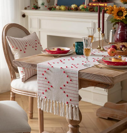 Christmas Table Runner 13 x 108 Inch Long Natural Cotton Woven Runner - Image 3
