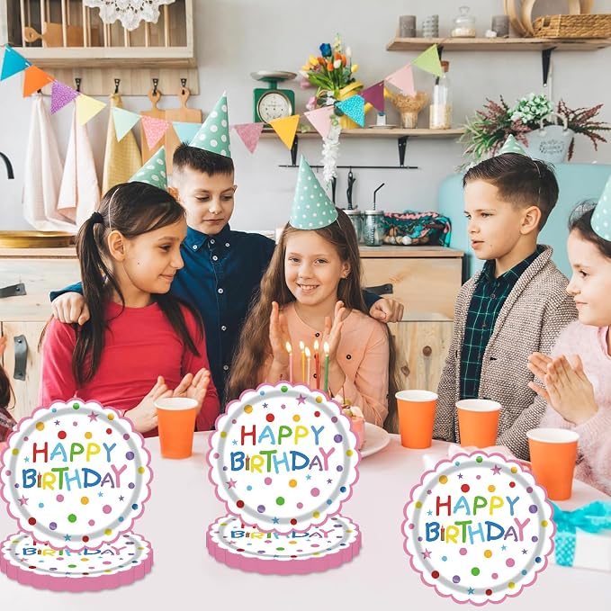 50Pcs Birthday Paper Plates 7inch Party Dessert Plates Supplies Colorful - Image 5