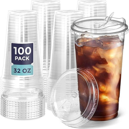 Fit Meal Prep 100 Pack 32 oz Clear Plastic Cups by FMPBRANDS
