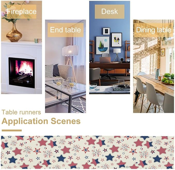 4th of July Table Runner, American Patriotic Independence Day Red Blue White - Image 5