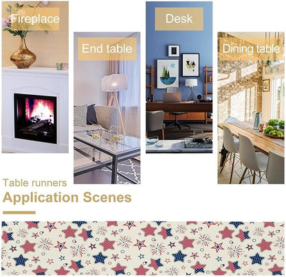 4th of July Table Runner, American Patriotic Independence Day Red Blue White - Image 5