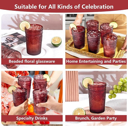 Ciaell 12 Pack Burgundy Plastic Water Glasses - Image 9