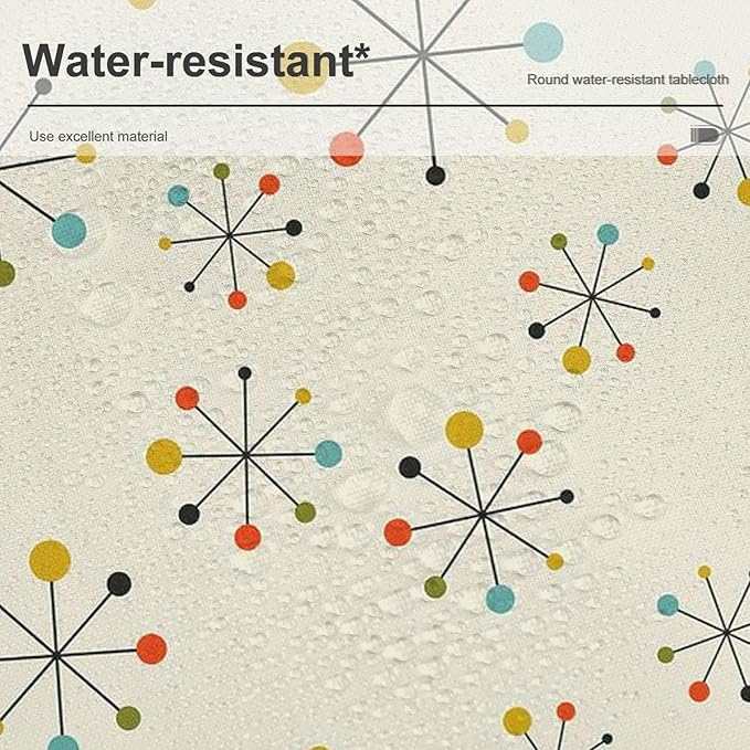 Medieval Round Tablecloth, Boho Mid Century Abstract Modern Retro Colors Pattern Tablecloth for Home Party Dining Room Kitchen Decor 36Inch(90cm)