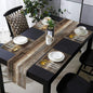 Dark Brown and Grey Rustic Table Runner and Place Mats Set of 6 70in | Abstract by TQFZP