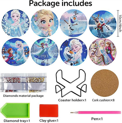 8 Pcs Diamond Painting Coasters Kit, Cartoon Diamond Art Coasters - Image 2