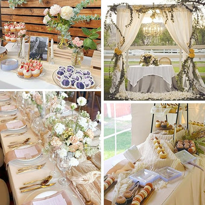 6 Pack Cream Beige Cheesecloth Table Runner 35x120 inch, Boho Semi Sheer Cheese - Image 4