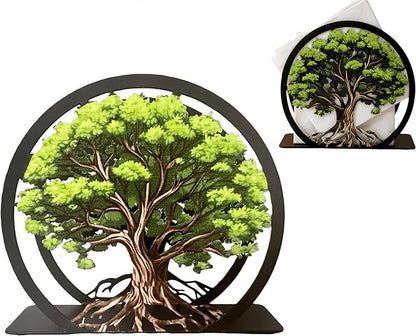 Tree of Life Napkin Holder for Table-Free-Standing Paper Napkin Dispenser for Cafe, Bar, Restaurant Table Decor |Colorful Metal Napkin Stand |Rustic Home Decor Presents|Modern Kitchen&Dining Accessory