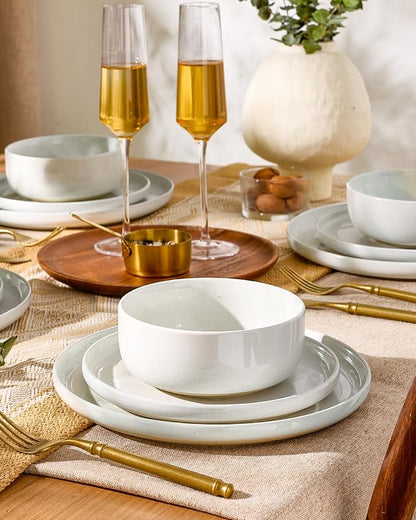 Famiware Milkyway 12-Piece Stoneware Dinnerware Set, Dishes Set - Image 3