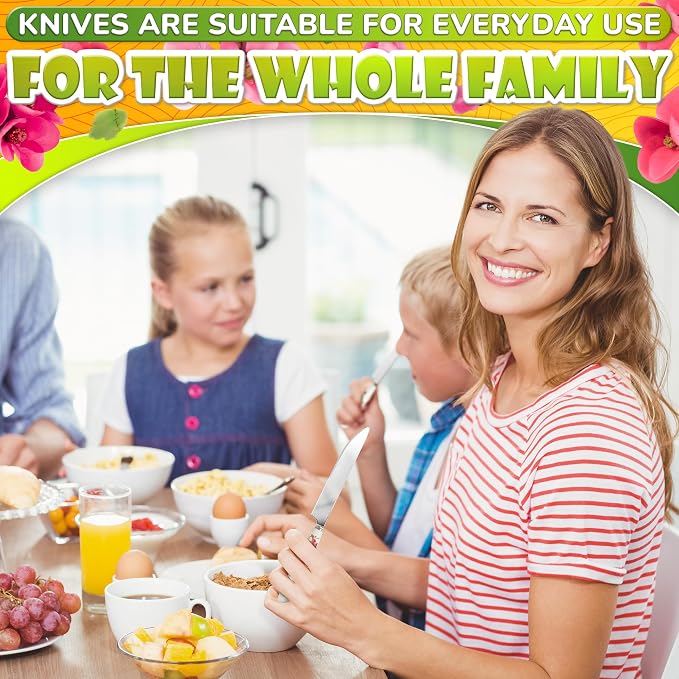 Butter Knife Set of 6, Floral Ceramic Handle, Stainless Steel Blade | Small - Image 6
