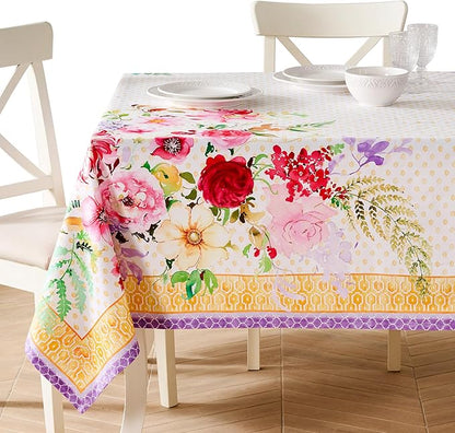 Maison d' Hermine Premium Table Cloth Rectangle Table 100% Combed Cotton 90 x 70 Inches Tablecloth Reusable Decorative for Dining Room, Farmhouse, Home, Party, Festive & Wedding - Summer Joy