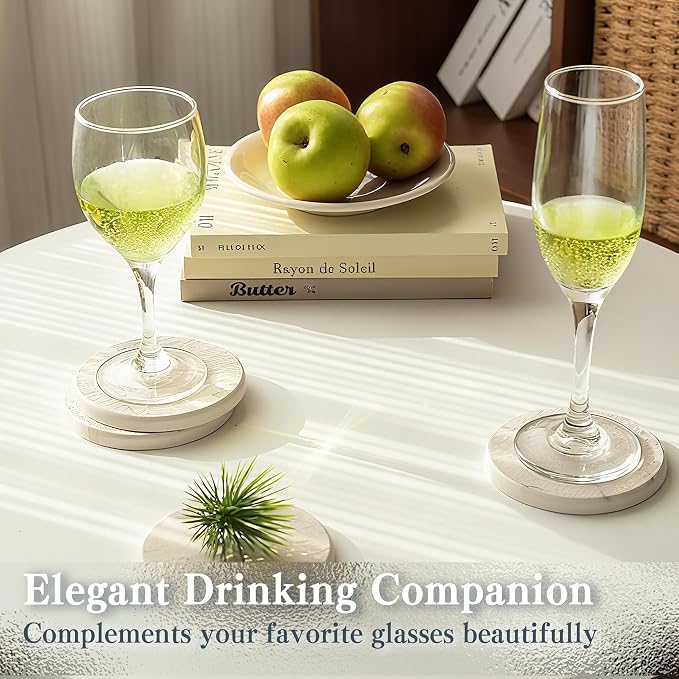 Stone Coasters for Drinks, Quick Absorbent Diatomaceous Earth Coaster - Image 7