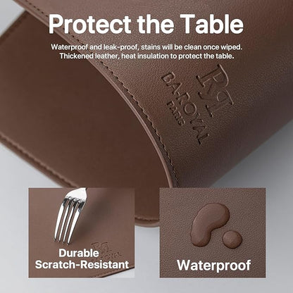 Faux Leather Placemats Set of 6 Vinyl Washable Wipeable Table Mats for Kitchen Dining Table Heat Resistant Waterproof Modern Indoor/Outdoor Placemats Non-Slip Easy Clean Place Mats (Chocolat)
