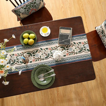 Designer Vintage Linen Table Runner, Floral Pattern, Dining Table, Thanksgiving - Image 8