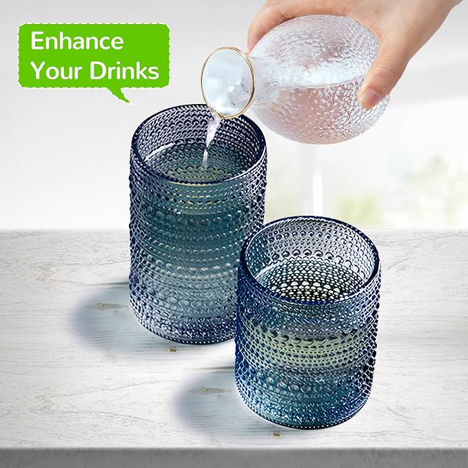 Vintage Hobnail Drinking Glasses Set of 12-14 oz Old Fashioned Glass Cups & 11 - Image 6