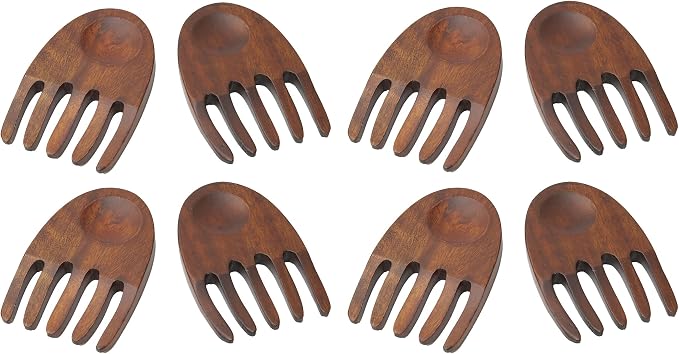 Woodard & Charles Wood Salad Hands Servers, Cherry Stain, 4 PACK | Pack of 4 by WoodardandCharles